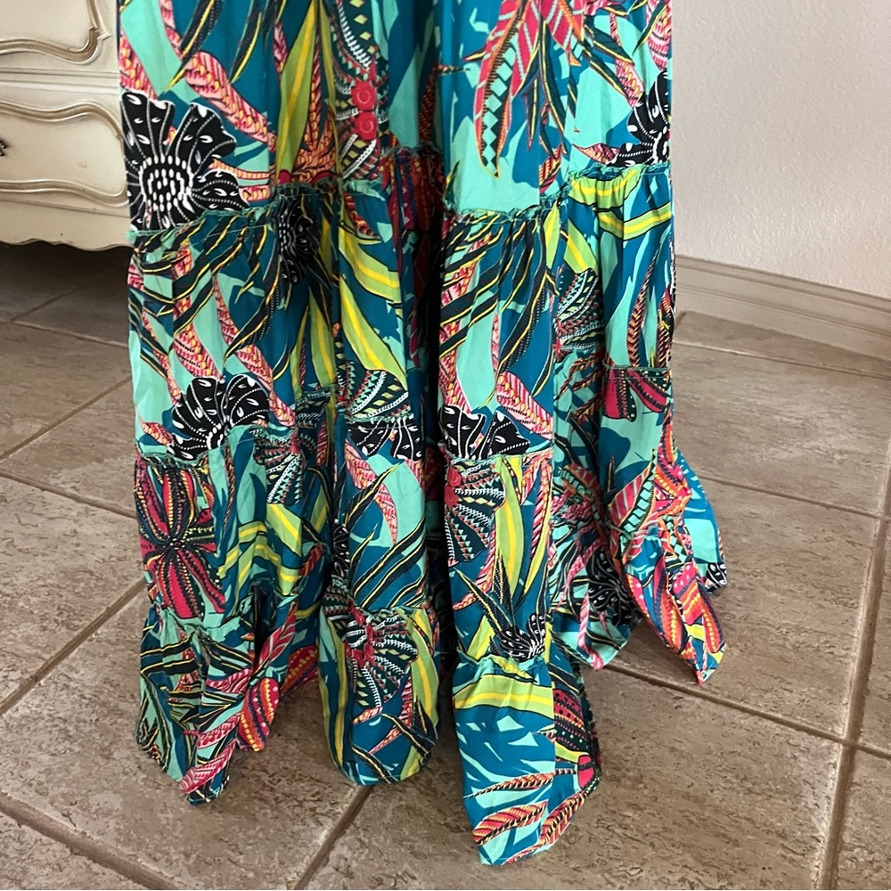 Anthropologie Boemo Aqua Multicolor Floral Maxi Dress - Picture 4 of 13